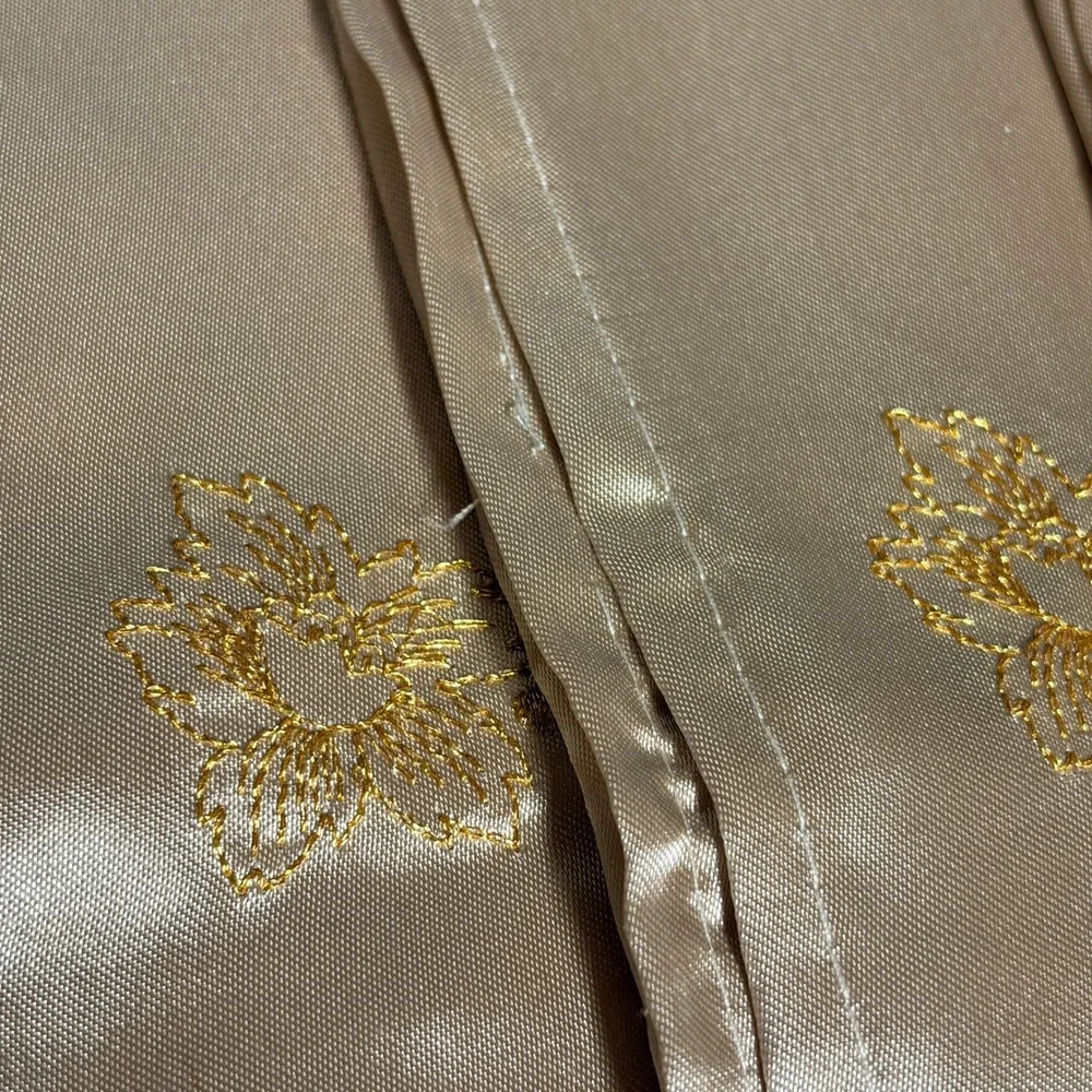 Vintage Set 6 Champagne Satin Dinner Napkins‎ 17x17 Gold Embroidered Floral READ